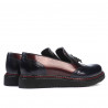 Zapatos casuales de mujer 659 charol índigo+bordo