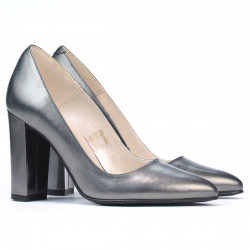Zapatos elegantes de mujer 1261 gris metalizado