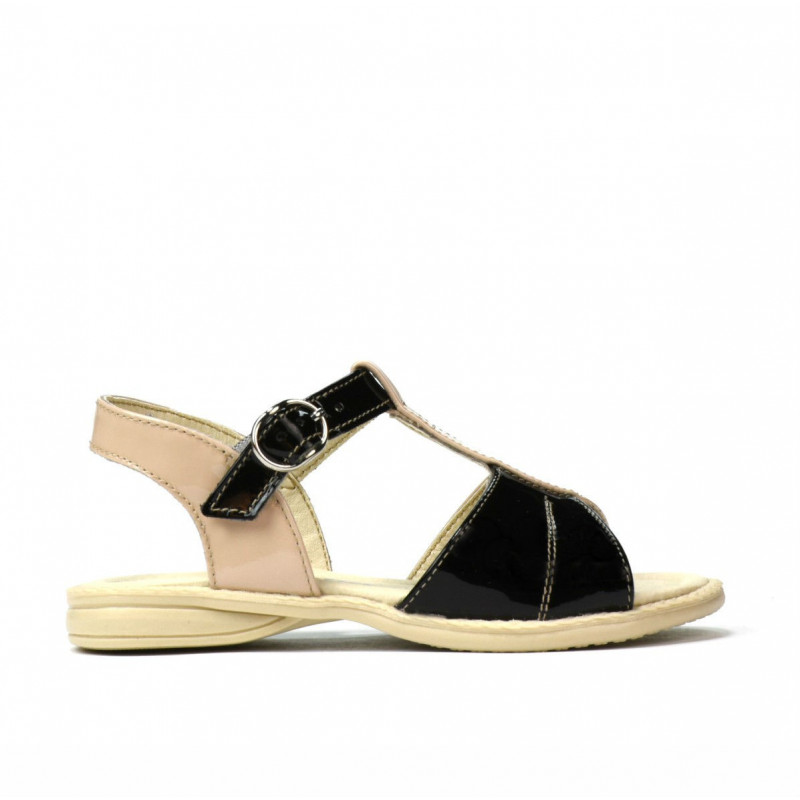 Sandalias para niños pequeños 40c charol negro+marfil