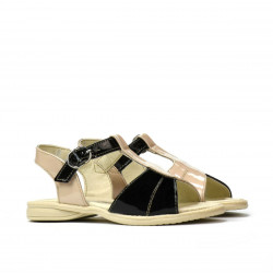 Sandalias para niños pequeños 40c charol negro+marfil