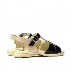 Sandalias para niños pequeños 40c charol negro+marfil