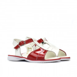 Sandalias para niños pequeños 40c charol rojo+blanco