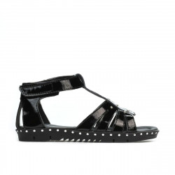 Sandalias para niños pequeños 66c charol negro