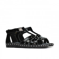Sandalias para niños pequeños 66c charol negro