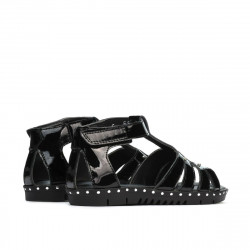 Sandalias para niños pequeños 66c charol negro