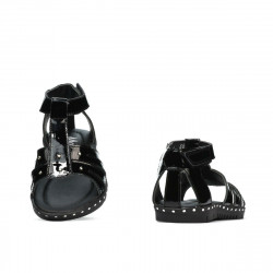 Sandalias para niños pequeños 66c charol negro