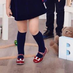 Zapatos para niños pequeños 51c charol burdeos+blanco