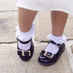 Zapatos para niños pequeños 51c charol negro+beige
