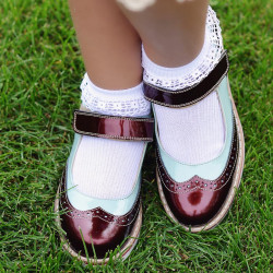 Zapatos para niños 153 charol burdeos combinado