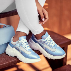 Zapatillas deportivas mujer 6015 azul nácar combinado