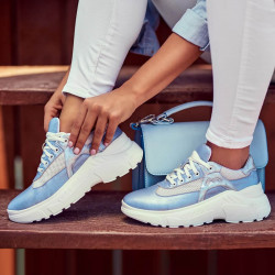 Zapatillas deportivas mujer 6015 azul nácar combinado