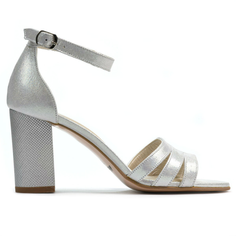 Sandalias mujer 1277 plateado satinado