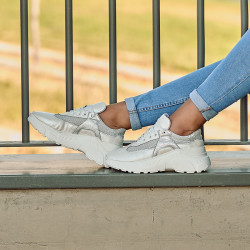 Zapatillas deportivas mujer 6015 blanco nácar combinado