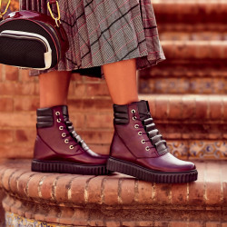 Botas mujer 3343 burdeos combinado