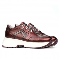 Zapatillas deportivas mujer 6019 burdeos nácar combinado