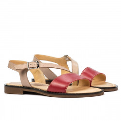 Sandalias mujer 5070 rojo+plomo