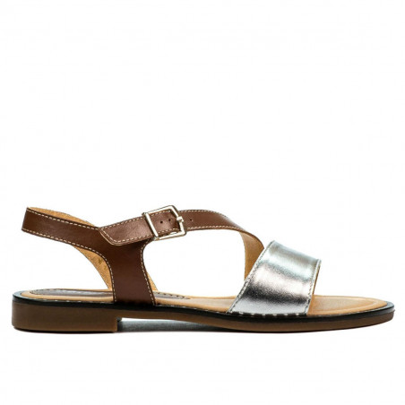 Sandalias mujer 5070 marrón+plateado