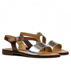 Sandalias mujer 5070 marrón+plateado