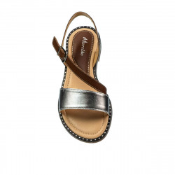 Sandalias mujer 5070 marrón+plateado
