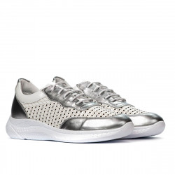 Zapatillas deportivas mujer 6024 plateado+blanco