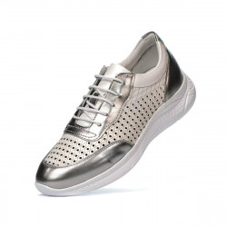 Zapatillas deportivas mujer 6024 plateado+blanco