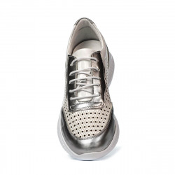 Zapatillas deportivas mujer 6024 plateado+blanco