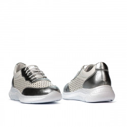 Zapatillas deportivas mujer 6024 plateado+blanco