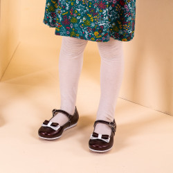 Zapatos para niños pequeños 51c charol burdeos+blanco