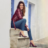 Zapatos elegantes de mujer 1261 pitón burdeos