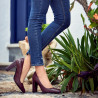 Zapatos elegantes de mujer 1261 pitón burdeos