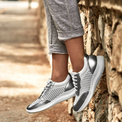 Zapatillas deportivas mujer 6024 plateado+blanco