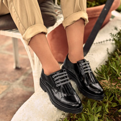 Zapatos casuales de mujer 6025 charol negro
