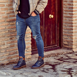 Botines para hombre 4119 índigo combinado lifestyle