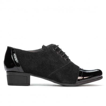 Zapatos casuales de mujer 652 charol negro combinado