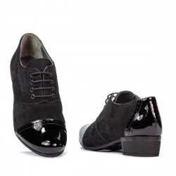 Zapatos casuales de mujer 652 charol negro combinado