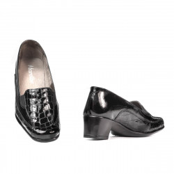Zapatos casuales de mujer 614 croco charol negro