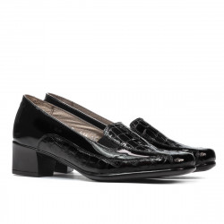 Zapatos casuales de mujer 614 croco charol negro