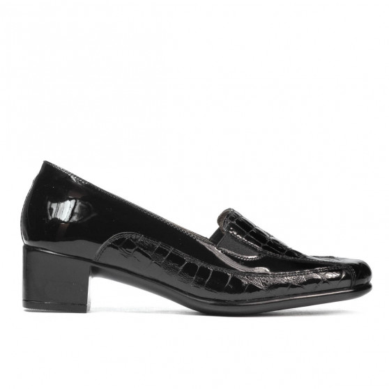Zapatos casuales de mujer 614 croco charol negro