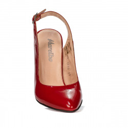 Sandalias de mujer 1236 charol rojo satinado