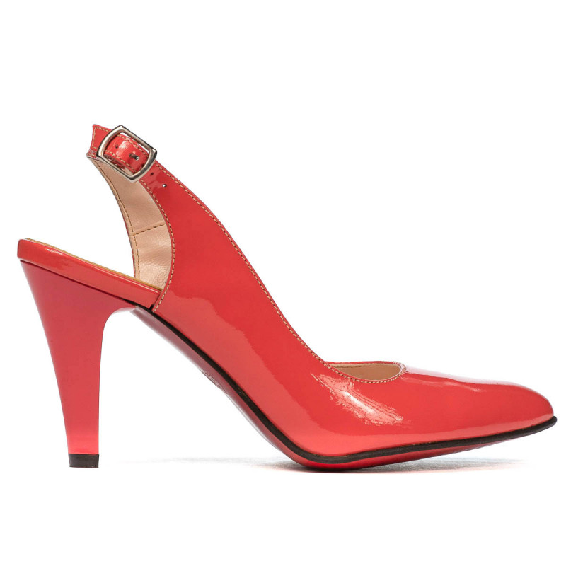 Sandalias mujer 1236 charol rojo coral