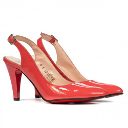 Sandalias mujer 1236 charol rojo coral