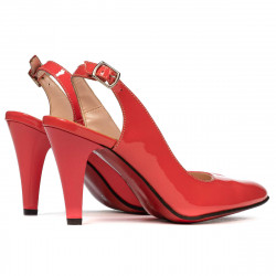 Sandalias mujer 1236 charol rojo coral