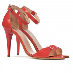 Sandalias mujer 1238 charol rojo coral