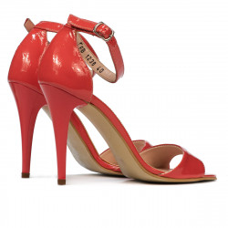 Sandalias mujer 1238 charol rojo coral