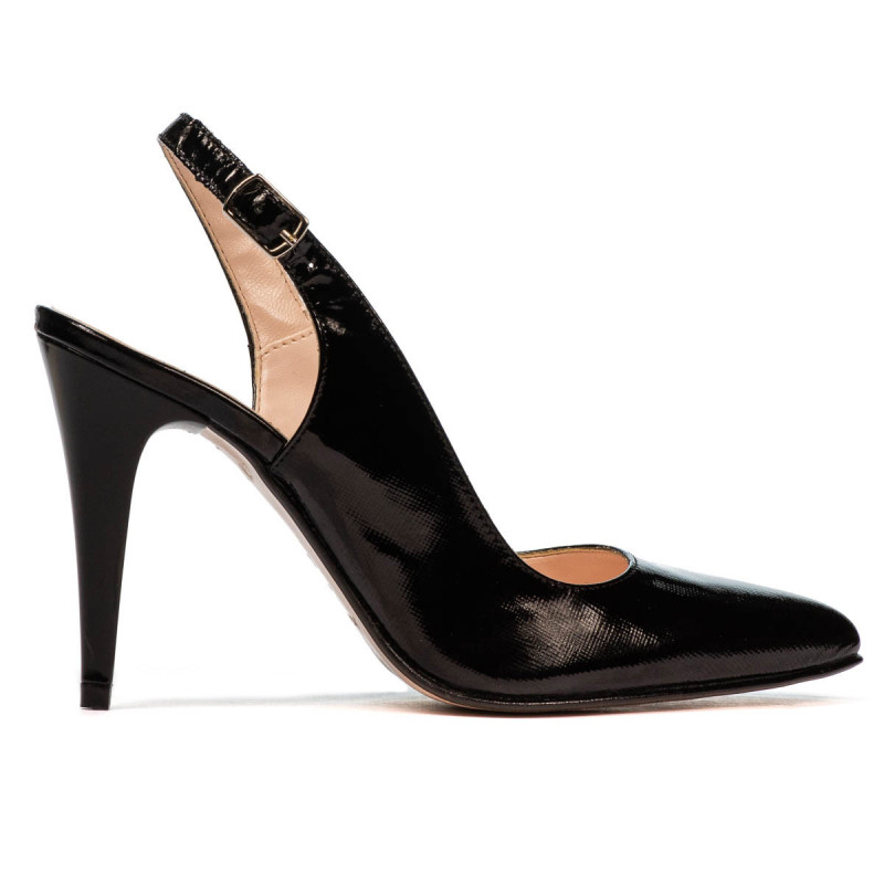 Sandalias mujer 1249 charol negro satinado