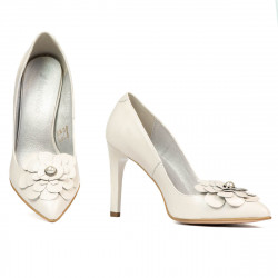 Zapatos elegantes de mujer 1282 marfil blanco