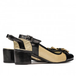 Sandalias mujer 5013 charol negro+beige