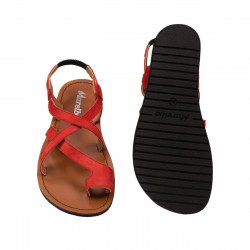 Sandalias de mujer 5076 rojo coral ante