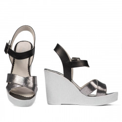Sandalias mujer 5081 plateado combinado