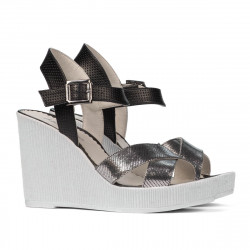 Sandalias mujer 5081 plateado combinado